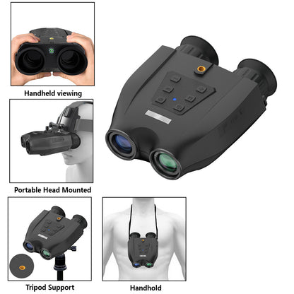 Black Professional HD Digital Night Vision Binoculars - 6X Optical Zoom, IR Illumination, Record 2.5K Video & 48MP Photos - Image 3
