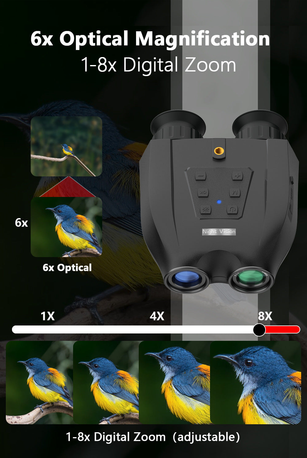 Black Professional HD Digital Night Vision Binoculars - 6X Optical Zoom, IR Illumination, Record 2.5K Video & 48MP Photos - Image 8