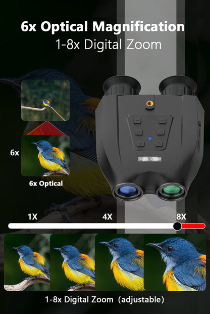 Red Professional HD Digital Night Vision Binoculars - 6X Optical Zoom, IR Illumination, Record 2.5K Video & 48MP Photos - Image 8