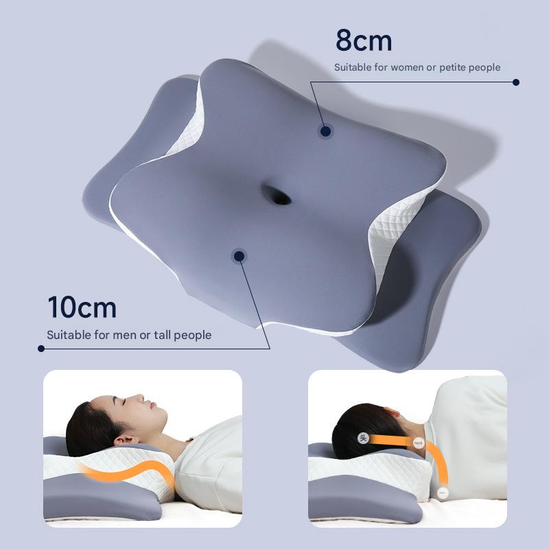 Light Pink Ergonomic Butterfly Memory Foam Pillow - Cervical Neck Support for Side, Back & Stomach Sleepers, Orthopedic Contour Design - Image 2