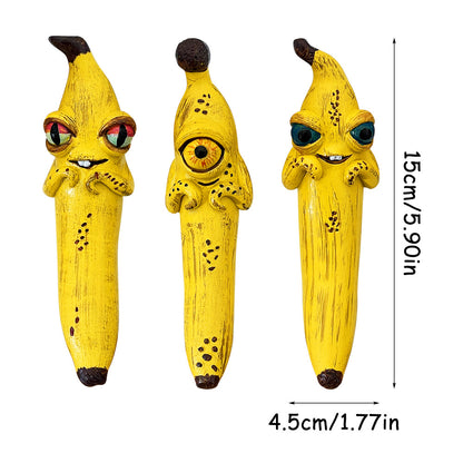 3 Pcs Style 1 Yellow Whimsical Magic Banana Monster Figurine - Quirky Resin Art Decor for Home & Party - Image 2