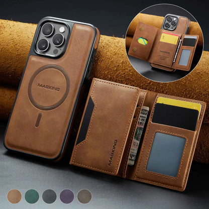 Brown Premium MagSafe Wallet Case for iPhone 16 Pro Max - Detachable PU Leather Magnetic Card Holder - Image 2