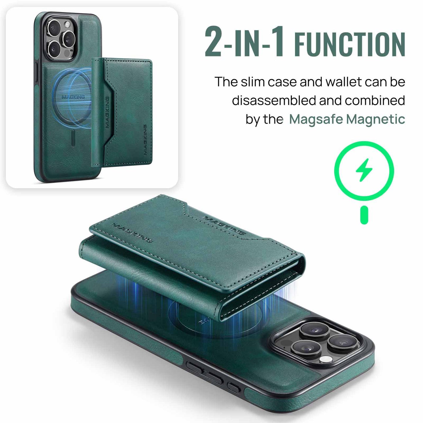 Coffee Premium MagSafe Wallet Case for iPhone 16 Pro Max - Detachable PU Leather Magnetic Card Holder - Image 6