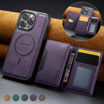 Purple Premium MagSafe Wallet Case for iPhone 16 Pro Max - Detachable PU Leather Magnetic Card Holder - Image 2