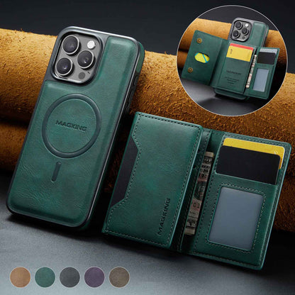 Green Premium MagSafe Wallet Case for iPhone 16 Pro - Detachable PU Leather Magnetic Card Holder - Image 2