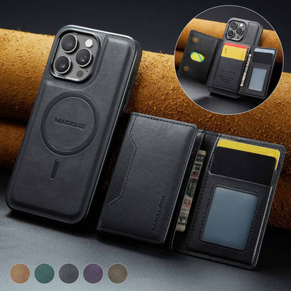Black Premium MagSafe Wallet Case for iPhone 16 Pro - Detachable PU Leather Magnetic Card Holder - Image 2