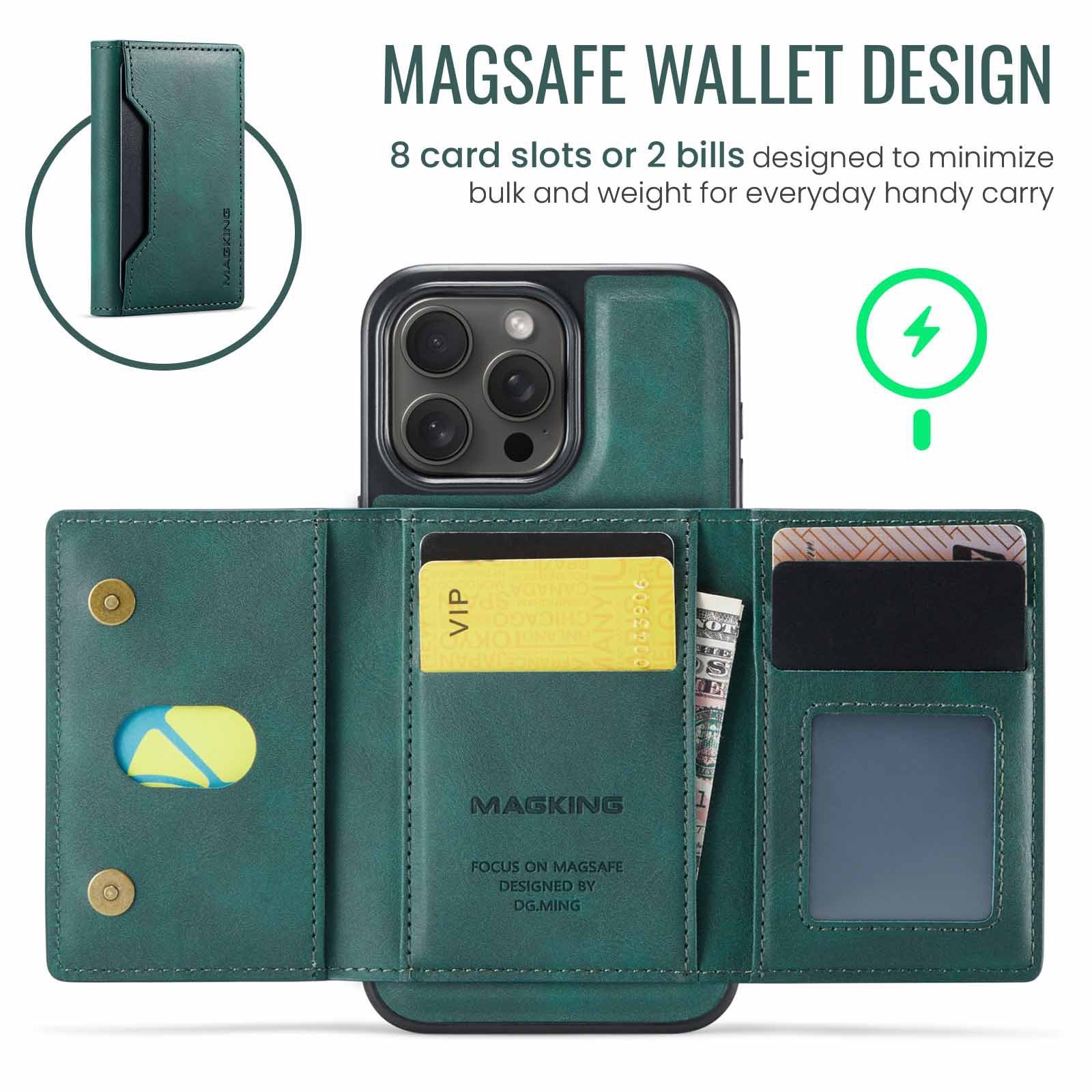 Brown Premium MagSafe Wallet Case for iPhone 16 Pro - Detachable PU Leather Magnetic Card Holder - Image 7
