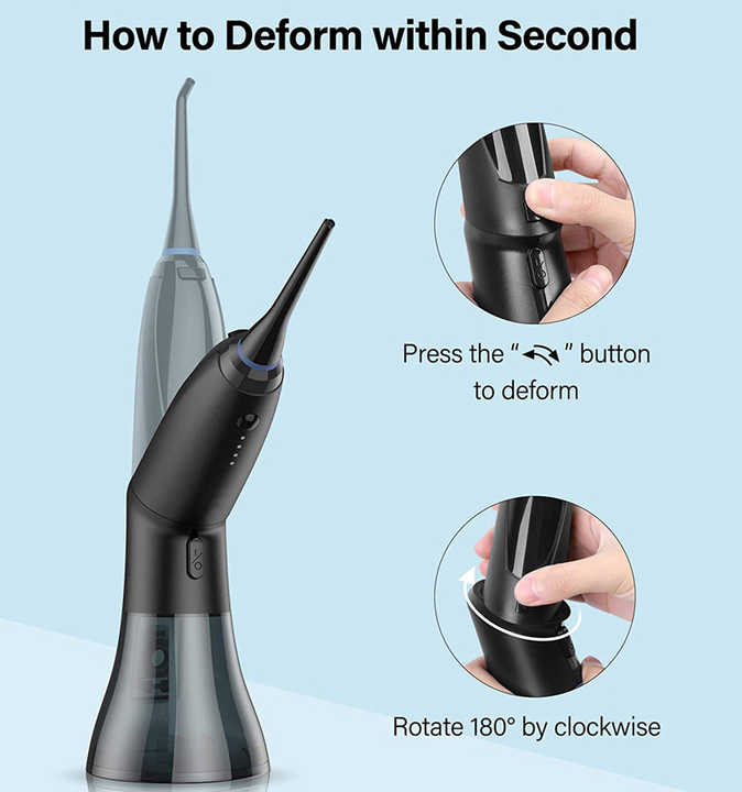 Black Advanced Portable Water Flosser - Rechargeable Oral Irrigator, IPX7 Waterproof, 4 Cleaning Modes for Deep Dental Care - Image 4
