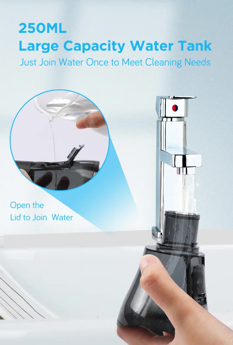 Black Advanced Portable Water Flosser - Rechargeable Oral Irrigator, IPX7 Waterproof, 4 Cleaning Modes for Deep Dental Care - Image 8