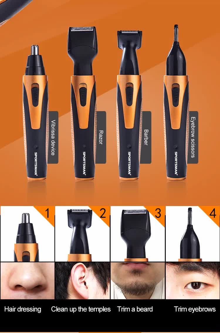 Purple and Black Versatile 4-in-1 USB Rechargeable Men's Grooming Kit - Precision Nose, Ear, Eyebrow Trimmer & Detail Shaver - Image 5