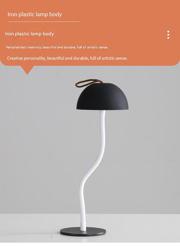 White Sleek Minimalist LED Mushroom Table Lamp - Rechargeable 3-Color Touch Control, Bar & Ambient Light - Image 5