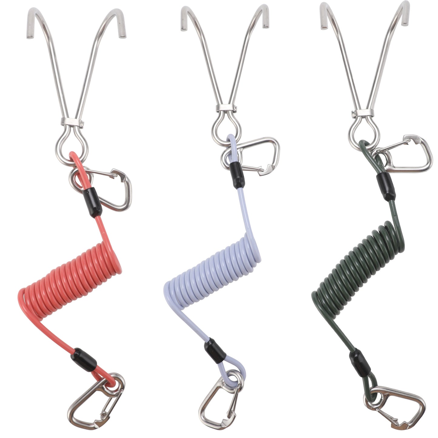 Green Pro 316 Stainless Steel Diving Reef Hook - Single, Double Combo Pack - Current Hook with Coiled Safety Lanyard - Image 3