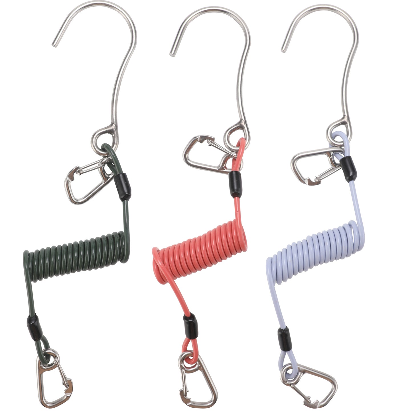 Red Pro 316 Stainless Steel Diving Reef Hook - Single, Double Combo Pack - Current Hook with Coiled Safety Lanyard - Image 2