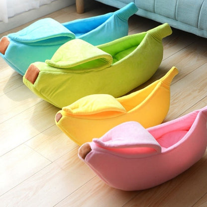 Yellow Cozy Banana Peel Pet Bed - Plush & Warm Cave House for Cats & Small Dogs (Medium) - Image 2