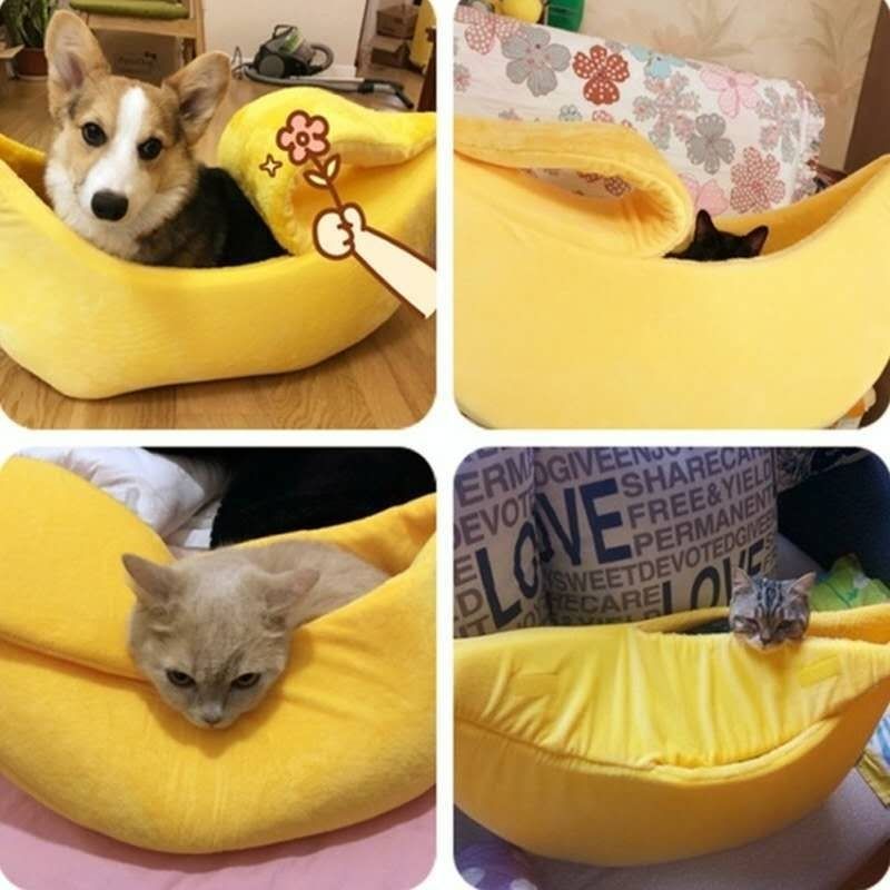 Pink Cozy Banana Peel Pet Bed - Plush & Warm Cave House for Cats & Small Dogs (Medium) - Image 5