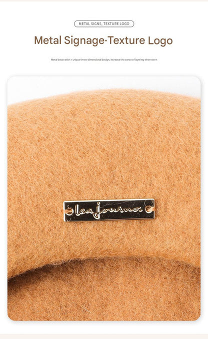 Brown Elegant Wool Beret - Classic Warm Thick British Style Hat for Autumn & Winter - Image 5