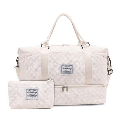 Pink Chic 3-Piece Quilted Travel Bag Set - Duffel, Crossbody Sling & Toiletry Pouch - Large Capacity & Lightweight - Image 6