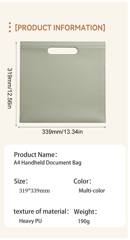 Beige Professional A4 PU Leather Document Bag - Waterproof Handheld File Folder Portfolio for Business & Conference - Image 5