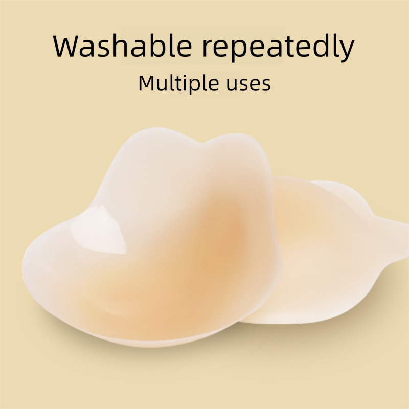 Size M 3 Pairs Skin Color Reusable Silicone Breast Lift Nipple Covers - Invisible Adhesive Bra Pasties for Seamless Lift & Coverage - Image 2