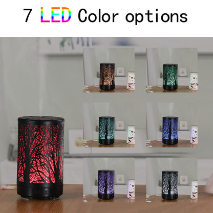 Black Forest Design Iron Essential Oil Diffuser - 7 Color LED Ultrasonic Cool Mist Humidifier 100ml - Image 2