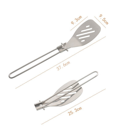 Silver 304 Stainless Steel Folding Camping Spatula  - 2 Pack Compact & Portable Outdoor Cooking Utensils - Image 2