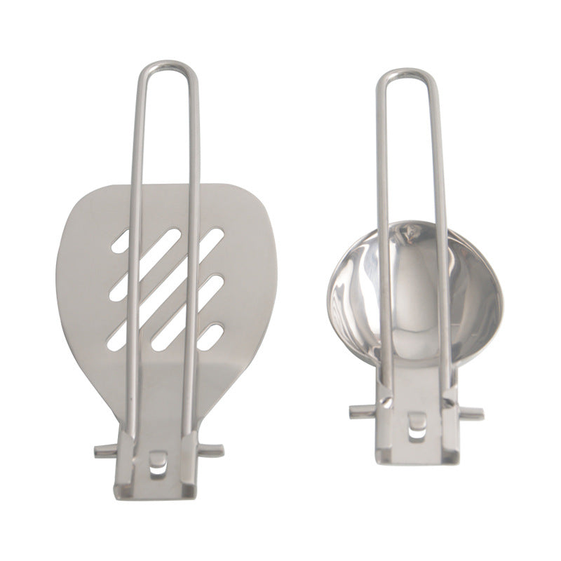 Silver 304 Stainless Steel Folding Camping Spatula  - 2 Pack Compact & Portable Outdoor Cooking Utensils - Image 4