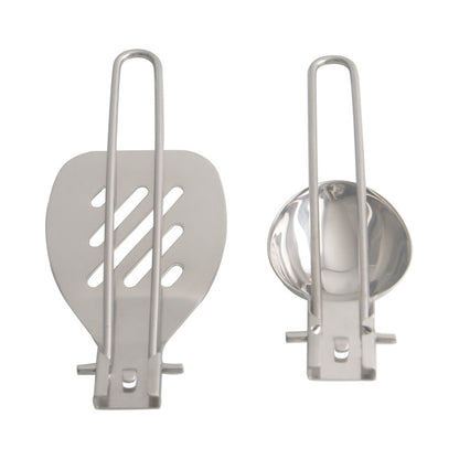 Silver 304 Stainless Steel Folding Camping Spatula  - 2 Pack Compact & Portable Outdoor Cooking Utensils - Image 4