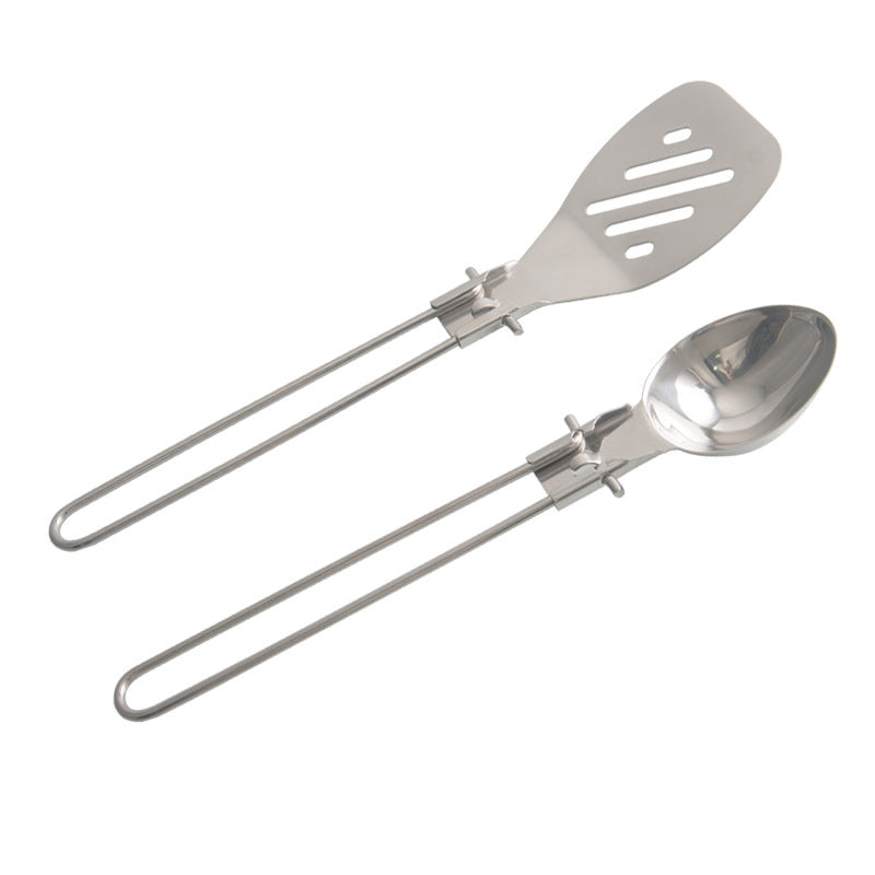 Silver 304 Stainless Steel Folding Camping Ladle  - 2 Pack Deep Serving Spoons, Portable & Eco-Friendly - Image 3
