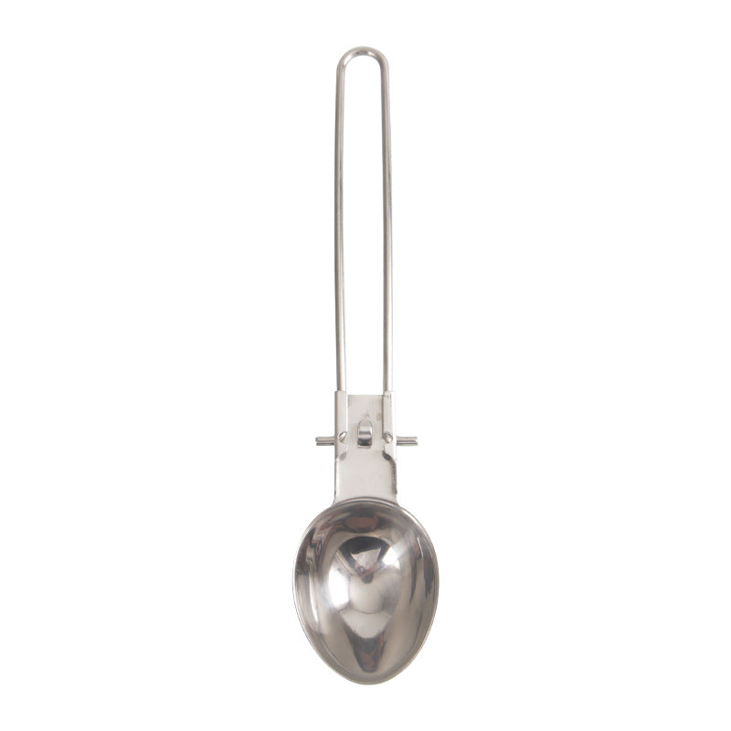 Silver Premium 304 Stainless Steel Folding Camping Utensil Set - Spatula & Deep Spoon Combo for Outdoor Cooking - Image 6