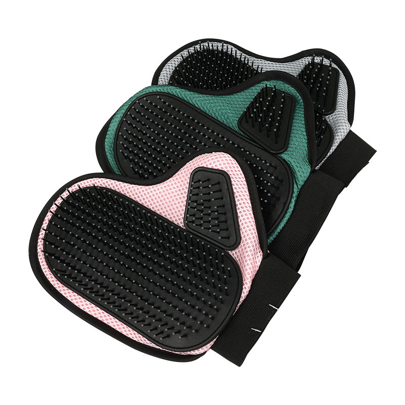 2 Pcs Grey And Black Pet Grooming Glove - Gentle Deshedding & Massage Mitt for Dogs & Cats, Efficient Fur Remover - Image 2