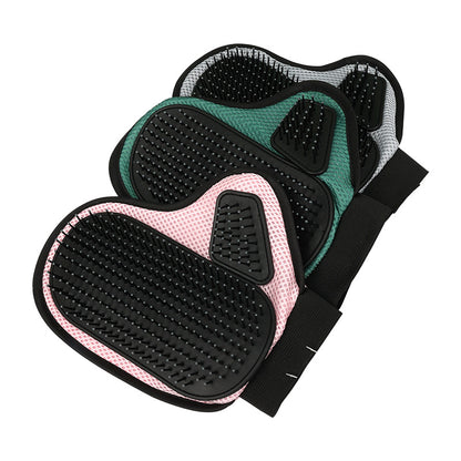 2 Pcs Grey And Black Pet Grooming Glove - Gentle Deshedding & Massage Mitt for Dogs & Cats, Efficient Fur Remover - Image 2