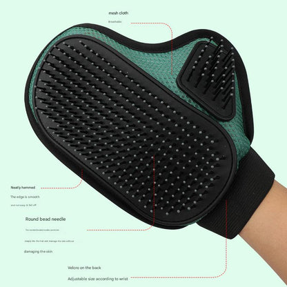 2 Pcs Grey And Black Pet Grooming Glove - Gentle Deshedding & Massage Mitt for Dogs & Cats, Efficient Fur Remover - Image 3