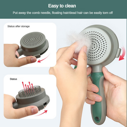 Pink And Grey Dual-Sided Pet Grooming Brush - Self-Cleaning Slicker & Gentle Massage Bath Comb for Dogs & Cats - Image 4