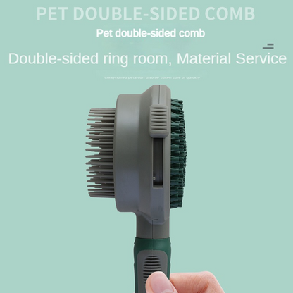 Pink And Grey Dual-Sided Pet Grooming Brush - Self-Cleaning Slicker & Gentle Massage Bath Comb for Dogs & Cats - Image 5