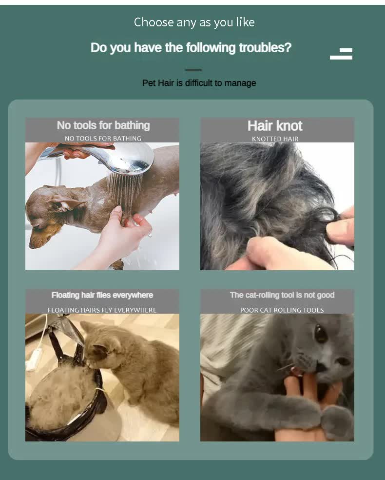 Green And Grey Dual-Sided Pet Grooming Brush - Self-Cleaning Slicker & Gentle Massage Bath Comb for Dogs & Cats - Image 8