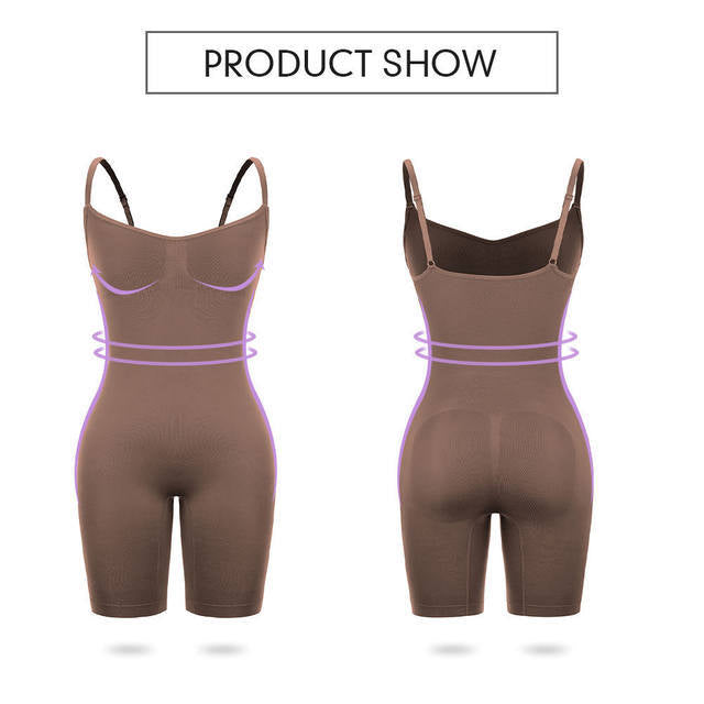 Size S Brown Seamless Full Body Shaper for Women - Tummy Control, Butt Lifter & Thigh Slimmer Bodysuit  - Image 2