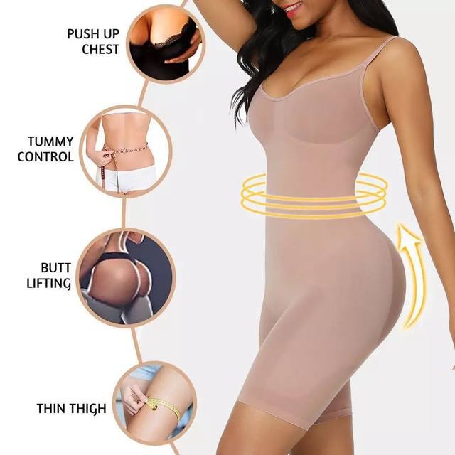 Size XL Brown Seamless Full Body Shaper for Women - Tummy Control, Butt Lifter & Thigh Slimmer Bodysuit  - Image 7