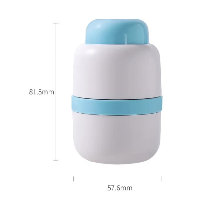 White And Blue 3-in-1 Pill Cutter Crusher & Storage Box - Portable Tablet Splitter Grinder for Precise Dosing - Image 3