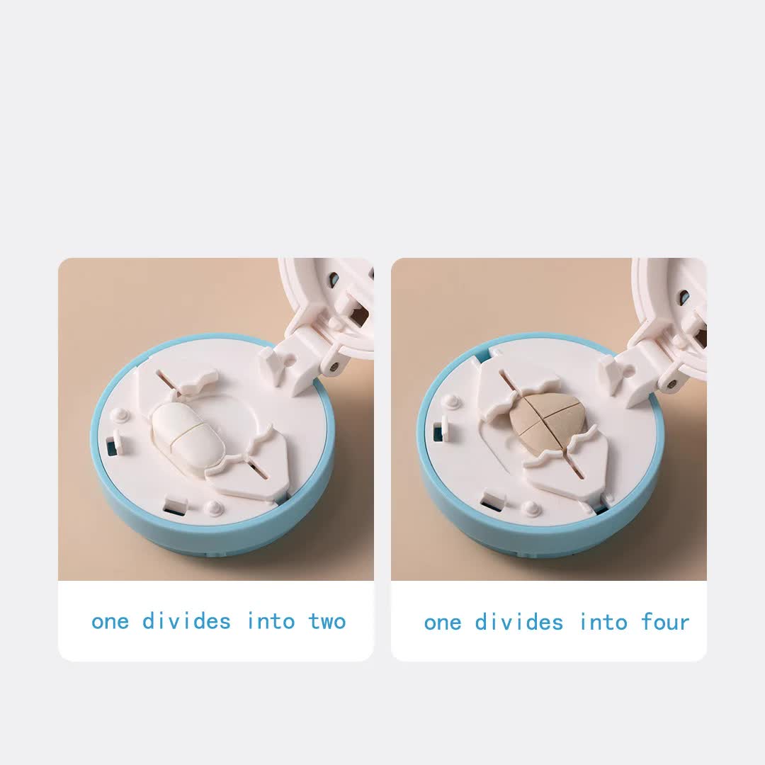 White And Purple 3-in-1 Pill Cutter Crusher & Storage Box - Portable Tablet Splitter Grinder for Precise Dosing - Image 4