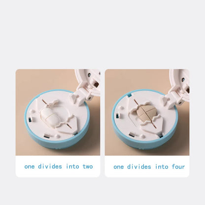 White And Purple 3-in-1 Pill Cutter Crusher & Storage Box - Portable Tablet Splitter Grinder for Precise Dosing - Image 4