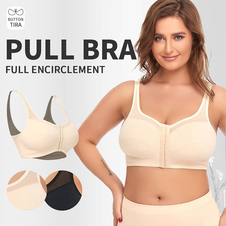 2 Pcs Size 3XL Women's Wireless Large-Cup Lace Bra with Front Clasp - Comfortable, Breathable, Beige - Image 2