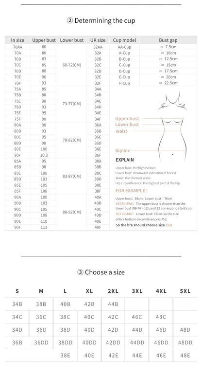 2 Pcs Size 3XL Women's Wireless Large-Cup Lace Bra with Front Clasp - Comfortable, Breathable, Beige - Image 9