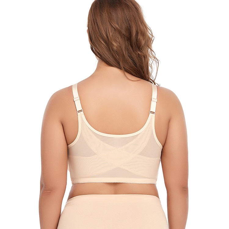 2 Pcs Size 4XL Women's Wireless Large-Cup Lace Bra with Front Clasp - Comfortable, Breathable, Beige - Image 6