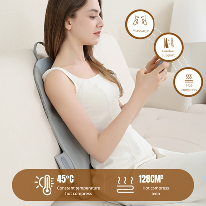 Beige Slim Wireless Shiatsu Back Massager Cushion - Rechargeable Heated Massage Pad for Full Back Relief - Image 4