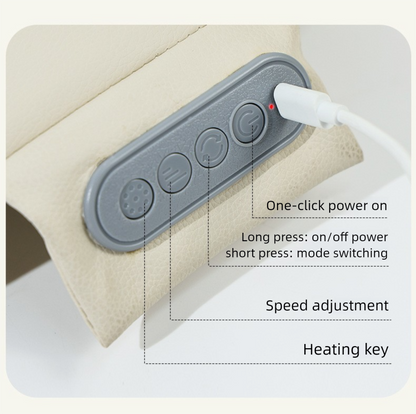 Grey Slim Wireless Shiatsu Back Massager Cushion - Rechargeable Heated Massage Pad for Full Back Relief - Image 7