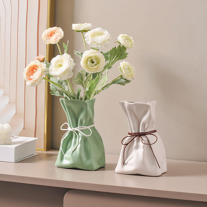 Yellow And White Chic Money Bag Inspired Vase - Modern Resin Decorative Flower Holder & Tabletop Accent(Use the mobile phone as a reference for size) - Image 3