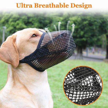 2 Pcs Size M Grey Breathable Mesh Dog Muzzle - Anti-Barking, Biting & Chewing - Adjustable & Comfortable Nylon Muzzle for Dogs - Image 3
