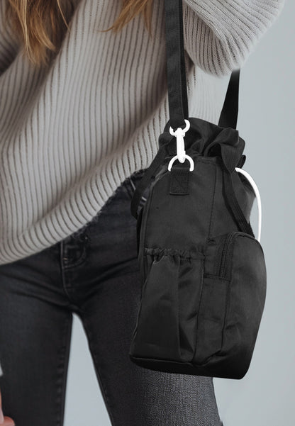 Black Insulated Tumbler Carrier Bag - Crossbody Water Bottle Holder with Pockets & Adjustable Strap for Large Cups (Note: cup not included) - Image 7