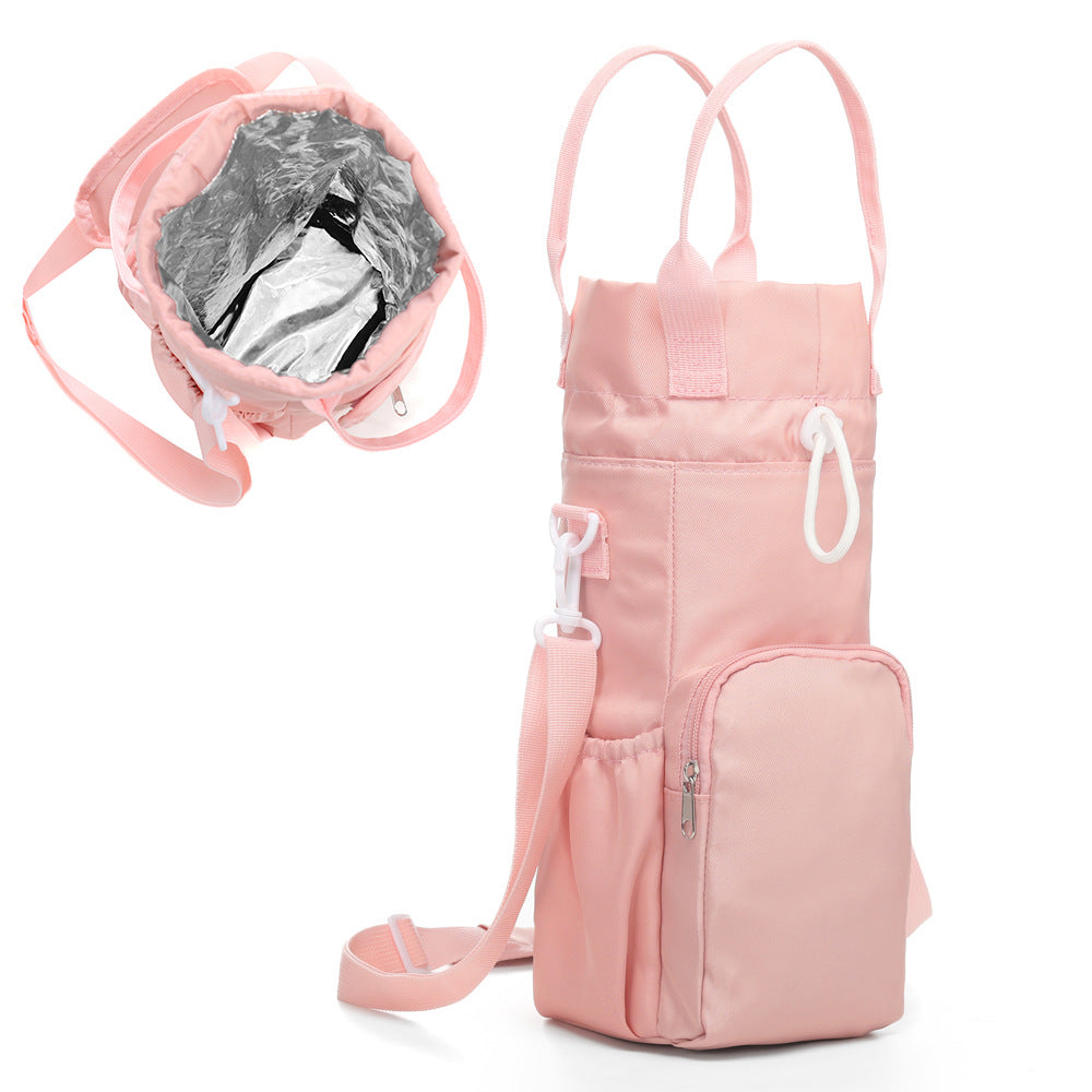 Pink Insulated Tumbler Carrier Bag - Crossbody Water Bottle Holder with Pockets & Adjustable Strap for Large Cups (Note: cup not included) - Image 4