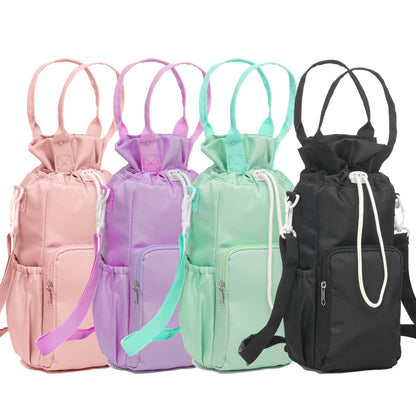 Green Insulated Tumbler Carrier Bag - Crossbody Water Bottle Holder with Pockets & Adjustable Strap for Large Cups (Note: cup not included) - Image 2